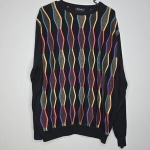 Vintage St‎ Croix Multi Colored Geometric 3D Knit Sweater Size L -PRE-OWNED!